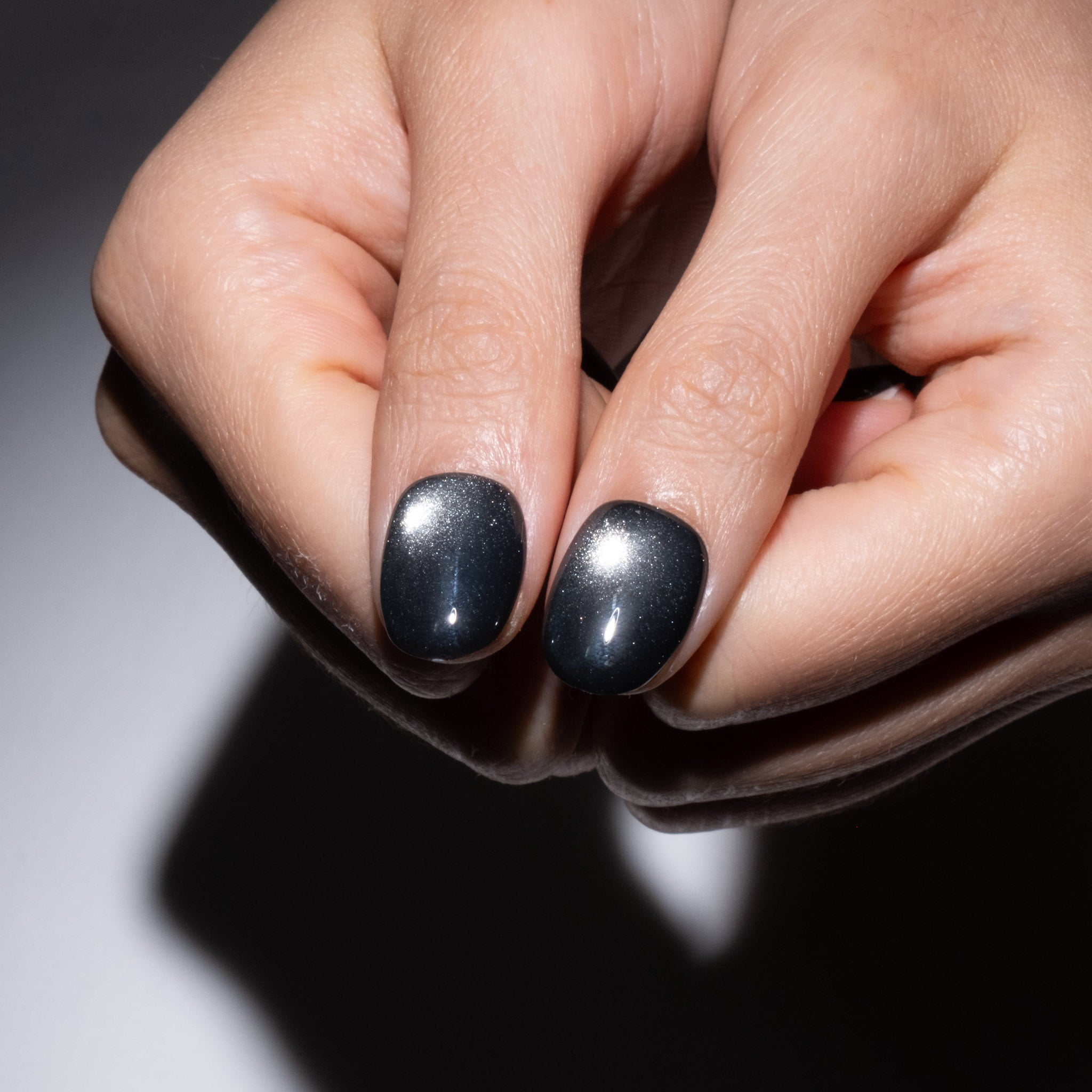 Short Black Glitter Press On Nails