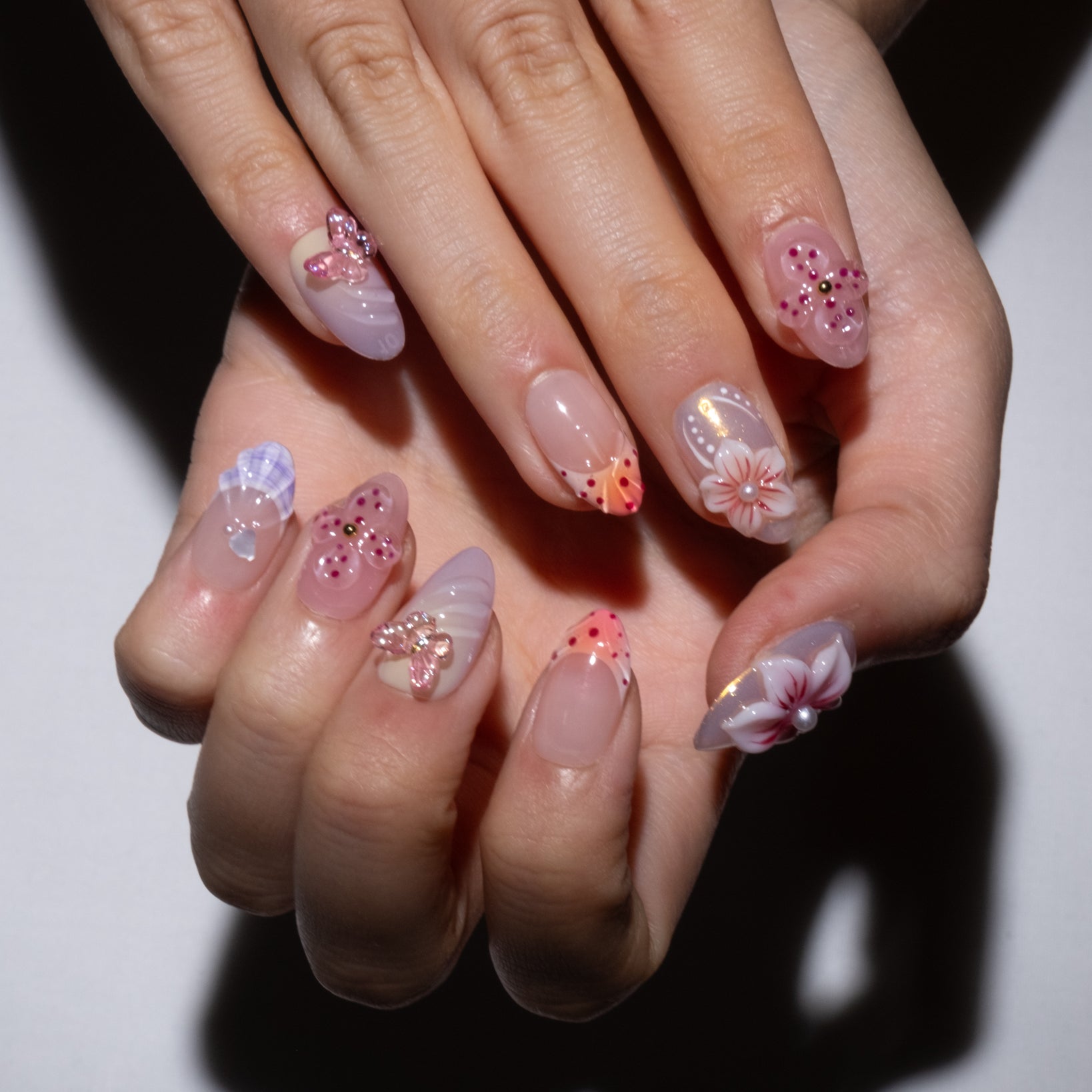 exotic flower press on nails