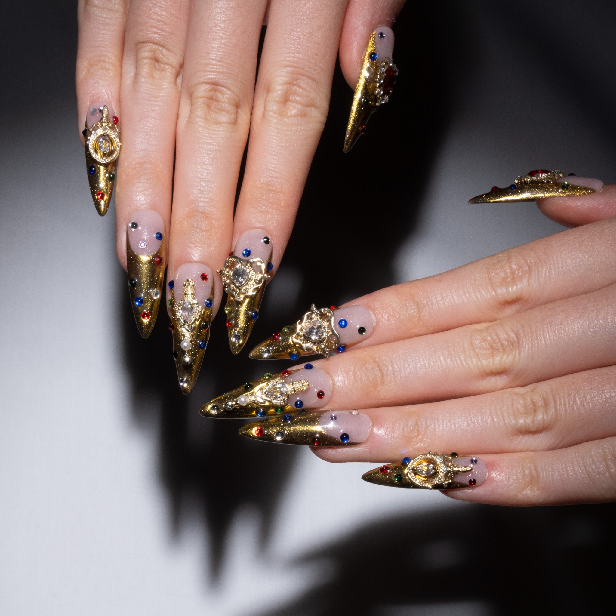 Gold Shimmer Crown Nails That Shine