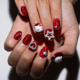 red cateye press on nails
