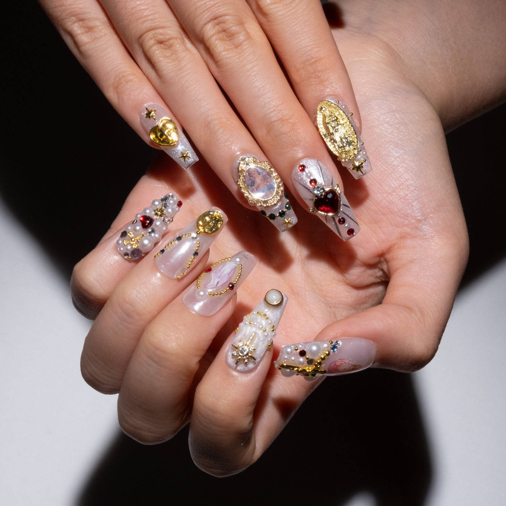White Gold Press On Nails