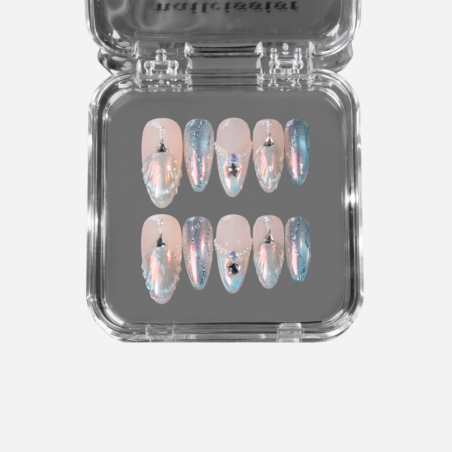 glitter siren press on nails