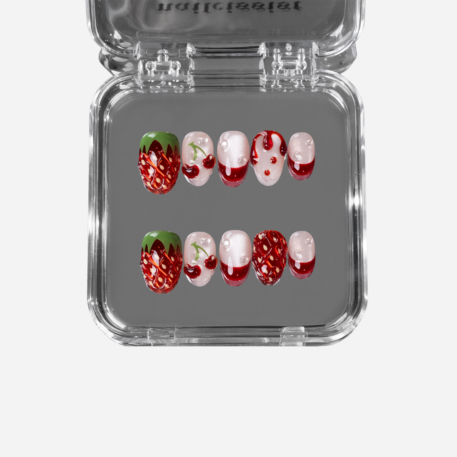 strawberry press on nails mini
