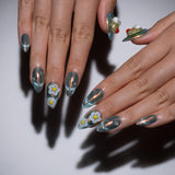 floral keroppi press on nails