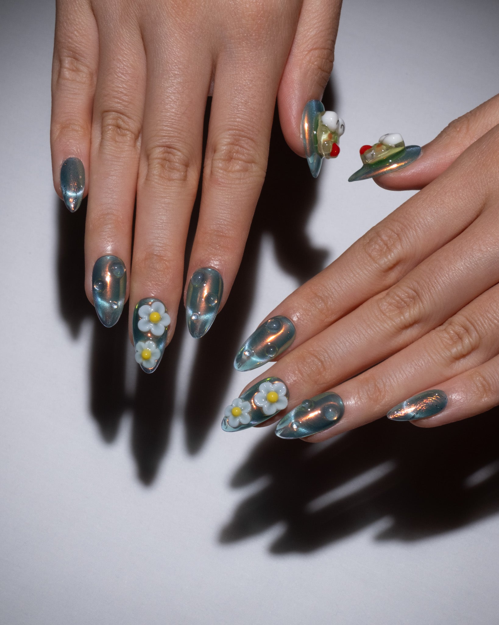 floral keroppi press on nails