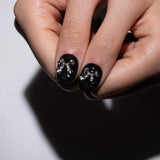 silver bow charm press on nails