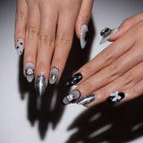 black and white press on nails