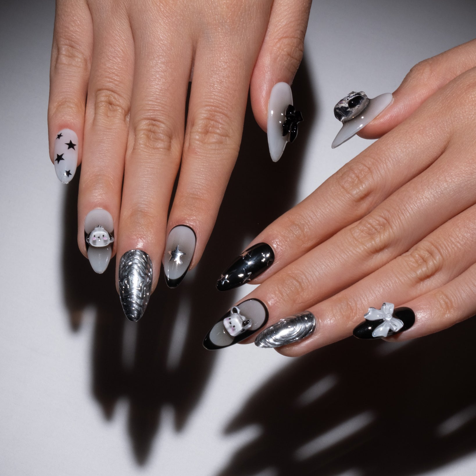 black and white press on nails