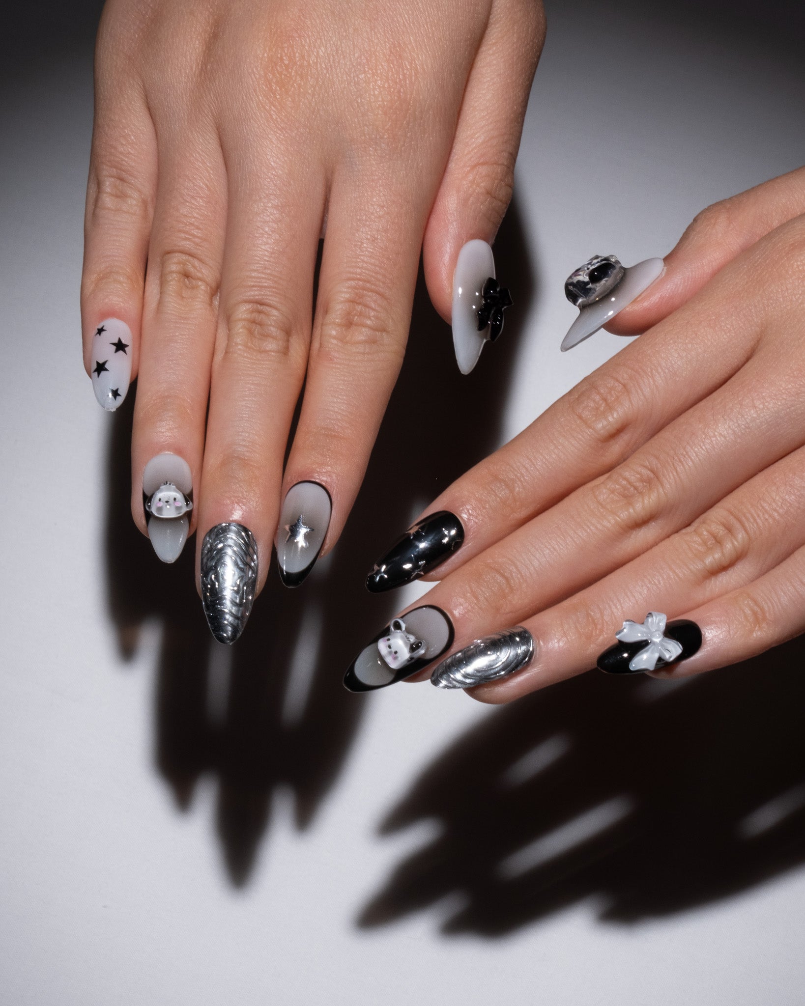 black and white press on nails